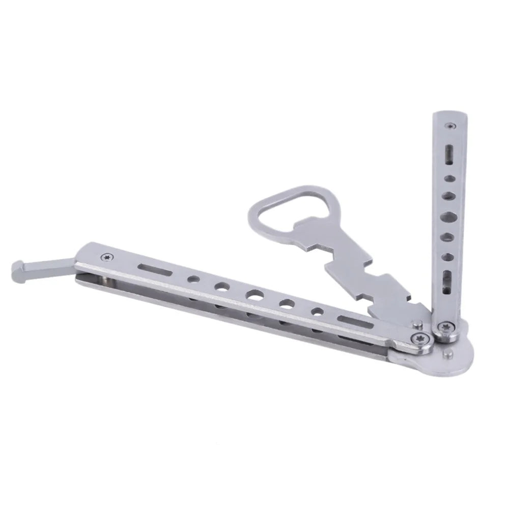 2-in-1 Butterfly Knife Bottle Opener Trainer (Classic Silver)