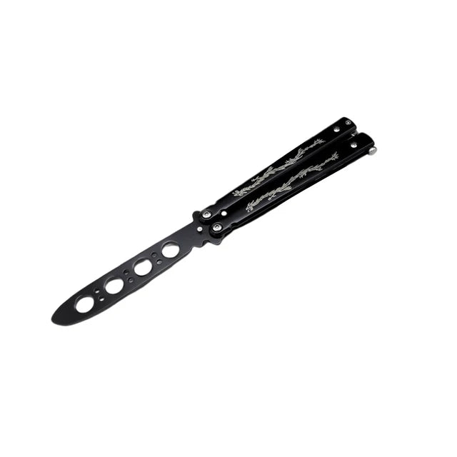 Dragon Edition Butterfly Knife Trainer (Matte Black with Silver Engraving)